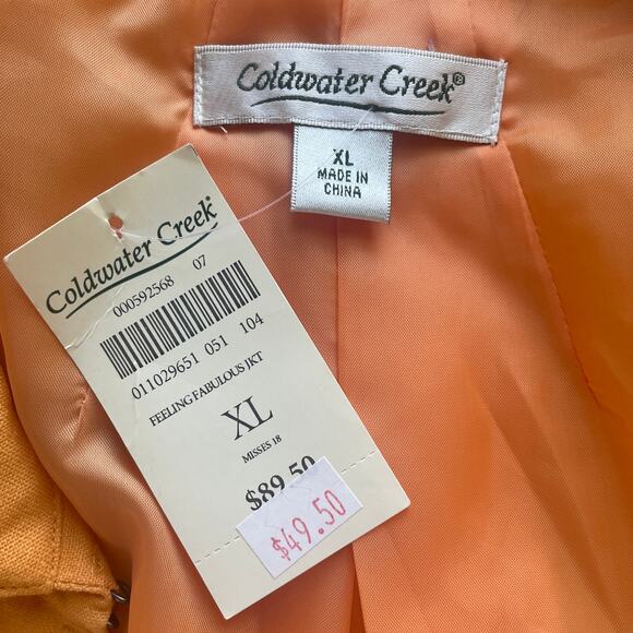 NWT Coldwater Creek Womens Linen Blazer Jacket Careerwear  Tangerine Size XL - Picture 6 of 8